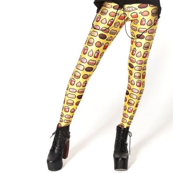 BLACKMILK Junkfood 8-Bit Pixel Emoji Leggings, Yellow, size Small - Picture 1 of 9
